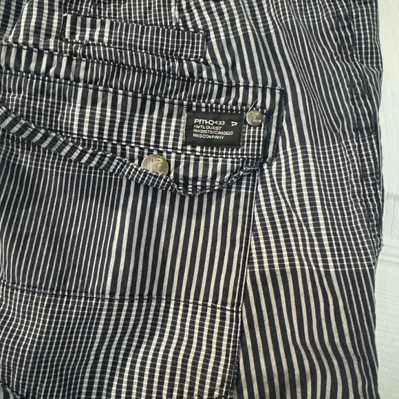 Mens Private Member Striped Black and White shorts side flap pockets 100% cotton - Picture 7 of 9